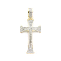 Diamond Cross Pattee Style Pendant (14K) front - Popular Jewelry - New York
