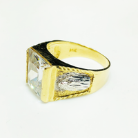 Diamond Cut Guadalupe Princess Cut CZ Ring 14K Yellow Gold