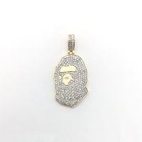 Diamond Iced-Out Gorilla Head Pendant (14K) front - Popular Jewelry - New York