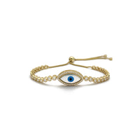 Evil Eye Adjustable Cubic Zirconia Tennis Bracelet (14K) front - Popular Jewelry - New York