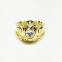 Oval Cut Gemstone Men's Ring 14K Yellow Gold