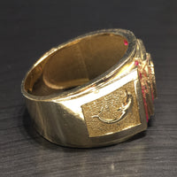 Radiant Pink Sun and Dolphins CZ Ring (14K) side - Popular Jewelry - New York