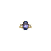 Vintage Tanzanite and Diamond Three Stone Ring (14K) front - Popular Jewelry - New York