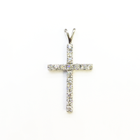 Diamond White Cross Pendant (14K)