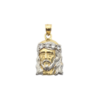 Two-Tone Jesus Head Crown of Thorns CZ Pendant (14K) front - Popular Jewelry - New York