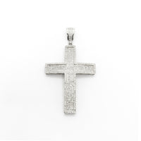 Diamond Iced Bordered Cross Pendant white (14K) front - Popular Jewelry - New York