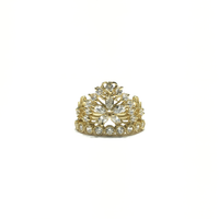 April Birthstone Floral Crown CZ Ring (14K) front - Popular Jewelry - New York