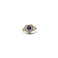 Bordered Purple Heart CZ Ring (14K) front - Popular Jewelry - New York