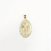 Crucified Jesus Oval Pendant (14K) front - Popular Jewelry - New York