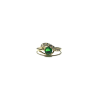 Dark Green Eye CZ Ring (14K) front - Popular Jewelry - New York