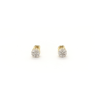 Diamond Cluster Stud Earrings Yellow (14K) front - Popular Jewelry - New York