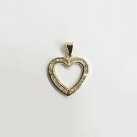 Heart Frame CZ Pendant (14K) front - Popular Jewelry - New York