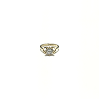 Heart Side Pattern 4 Prongs CZ Baby Ring (14K) front - Popular Jewelry - New York