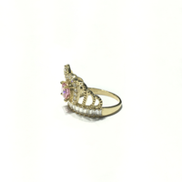 October Birthstone Queen Crown CZ Ring (14K) (side) - Popular Jewelry - New York