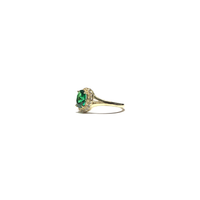 Oval Dark Green CZ Halo Ring (14K) side - Popular Jewelry - New York