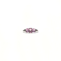 Pink Tourmaline Oval Three Stone Ring (14K) front - Popular Jewelry - New York