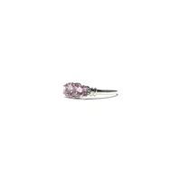 Pink Tourmaline Oval Three Stone Ring (14K) side - Popular Jewelry - New York
