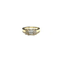Princess CZ Three-Stone Ring (14K) front - Popular Jewelry - New York