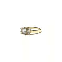 Princess CZ Three-Stone Ring (14K) side - Popular Jewelry - New York