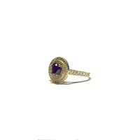Purple CZ Double Round Halo Ring (14K) side - Popular Jewelry - New York