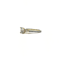 Round and Tapered Baguette CZ Three Stone Ring (14K) side - Popular Jewelry - New York