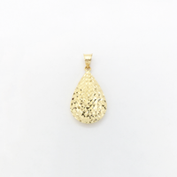 Shiny Textured Teardrop Pendant (14K) front - Popular Jewelry - New York