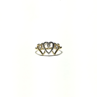Triple Heart Outline CZ Ring (14K) front - Popular Jewelry - New York