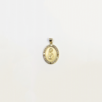Virgin Mary CZ Oval Medallion Pendant (14K) front - Popular Jewelry - New York