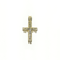 Dripping Crucified Jesus CZ Pendant (14K) front - Popular Jewelry - New York