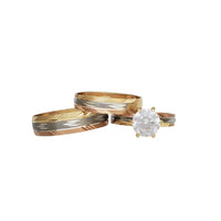 Tricolor Three-Piece Set Engagement Rings (14K)