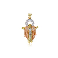 Tricolor Zirconia Jesus Pendant (14K)