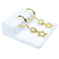 Double Star CZ Earrings (14K)