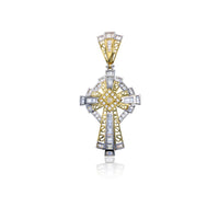 Two-tone CZ Cross Pendant (14K)