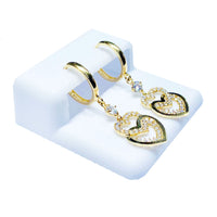 Double Heart CZ Earrings (14K).