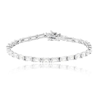 Zirconia Pave Baguette Tennis Bracelet (Silver)