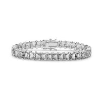 Zirconia Emerald-Shape Tennis Bracelet (Silver)