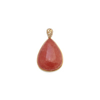Rhodochrosite Teardrop Large Pendant (18K) front - Popular Jewelry - New York
