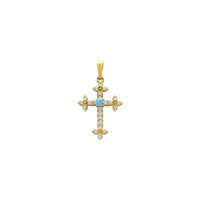 Icy Budded Cross Pendant light blue (18K) front - Popular Jewelry - New York