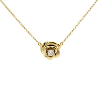 Diamond Rose Blossom Necklace Yellow Gold (18K) front - Popular Jewelry - New York
