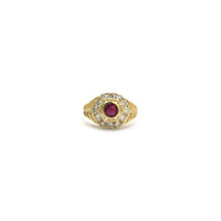 Ruby and Diamonds Braided Bezel Ring (18K) front - Popular Jewelry - New York
