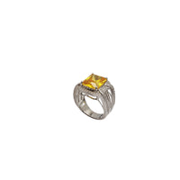 Yellow Cz Rectangle Ring (Silver).
