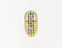 Multi-Colored Cocktail CZ Ring (14K) front - Popular Jewelry - New York