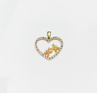 Tri-color Heart butterfly Pendant (10K).