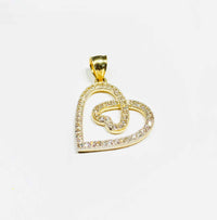 Double Heart in one CZ Pendant (14K)