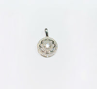 Round Flower CZ pendant (14K).
