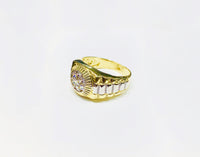 Two-tone Round CZ Ring (10K).