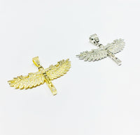 Winged Crucifix CZ Pendant (Silver)
