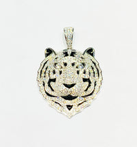 Tiger head CZ pendant (Silver).