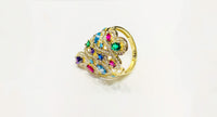 Multi-Color Swirls CZ Ring (14K) side - Popular Jewelry - New York
