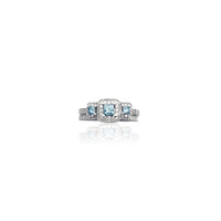 Three Stone Aquamarine Bridal Diamond Set Ring (14K)